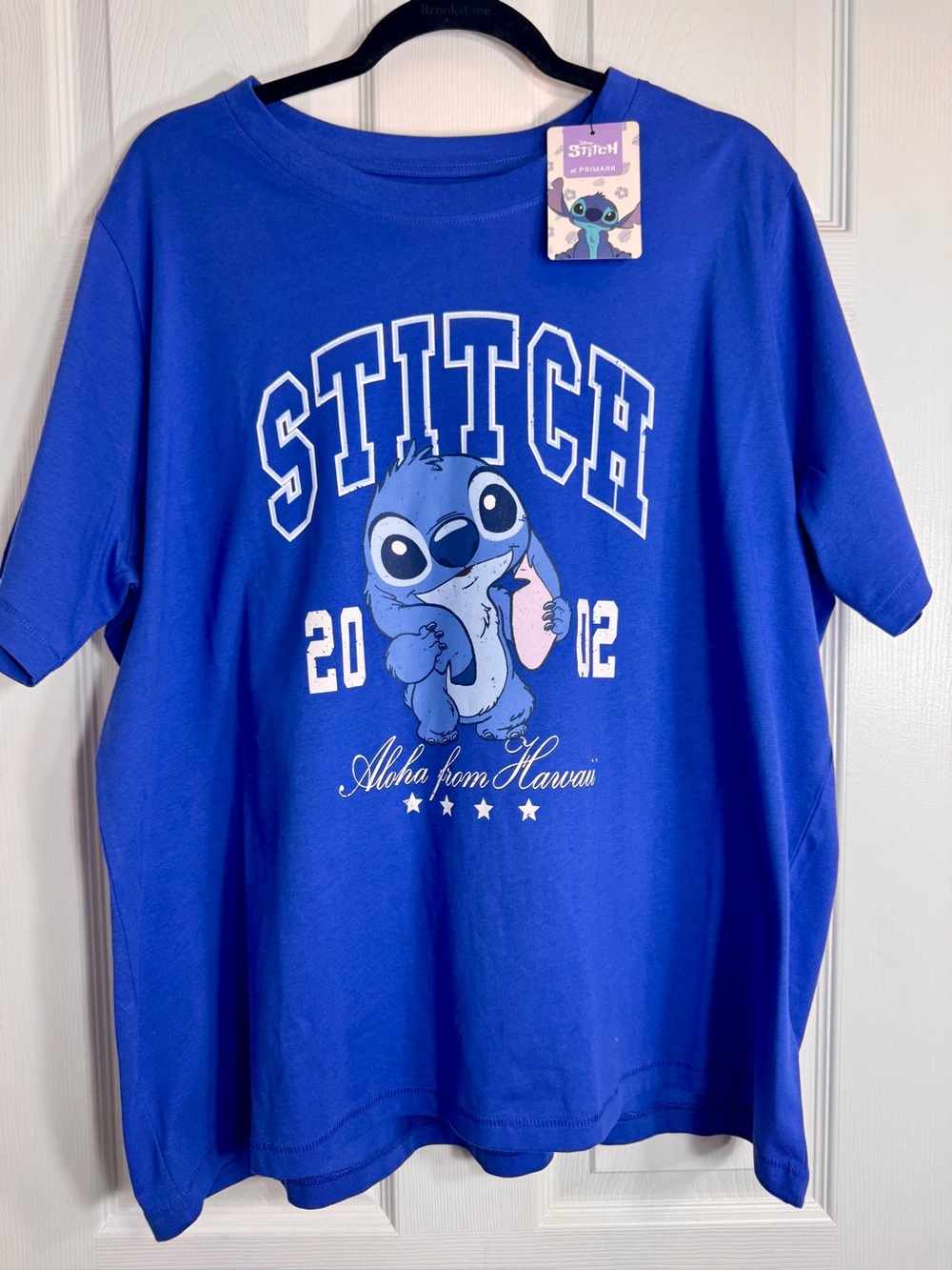 NWT Primark Disney Stitch Varsity T-Shirt 2X Blue Aloha From Hawaii 2002